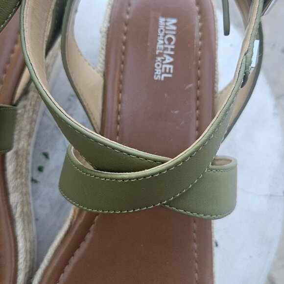 Michael Kors 9.5 M Espadrille Wedge Double Strap Sandals Olive/Sage Green main image 4